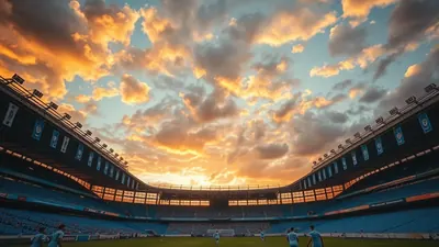 A tense away-match scene on a bright afternoon: two anonymous players sprinting across a freshly-mowed pitch, one in a...