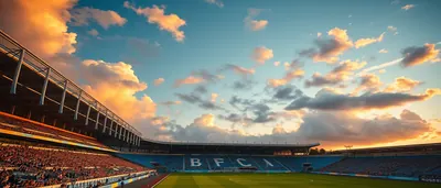 A sun-lit training pitch, vivid green grass glistening with dew;