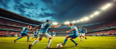 Luka Romero, dark-haired 22-year-old forward in a plain sky-blue jersey and shorts, lunges forward striking a ball that...